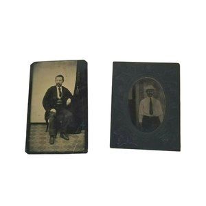 Antique Tintype Photos Pictures Lot Tin Type Melainotype Ferrotype Metal Men Man